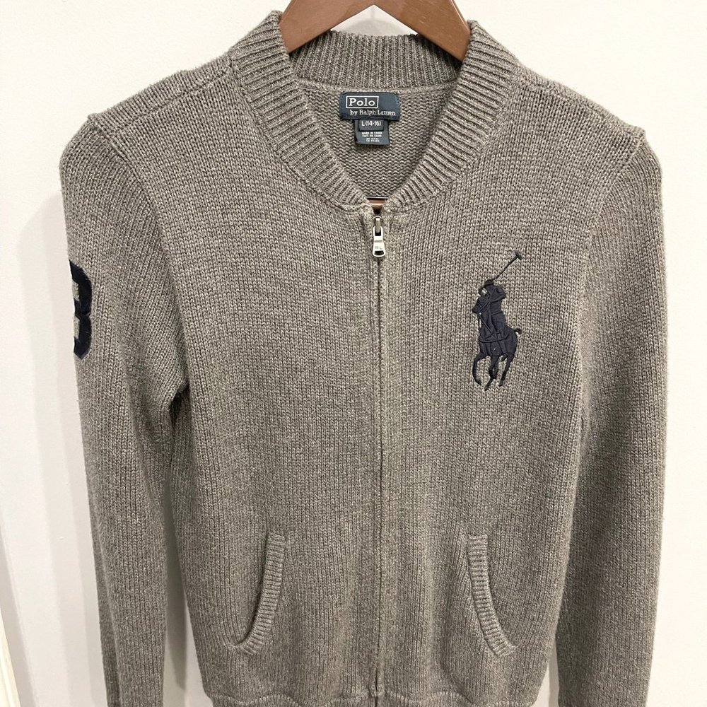 Boys Ralph Lauren Big Pony 100% Cotton Knitted Jacket (L 14/16)